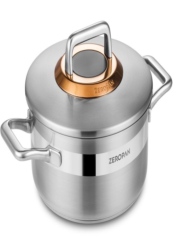 ZEROPAN Hybrid Nonstick 3-Quart Stockpot,8 Inch Stainless Steel Stockpot with Lid,Non-stick Soup Pot,PFAS PFOA PTFE Free,Dishwasher-Friendly, Oven-Safe Up to 600°F,Compatible with All Cooktops - Image 1